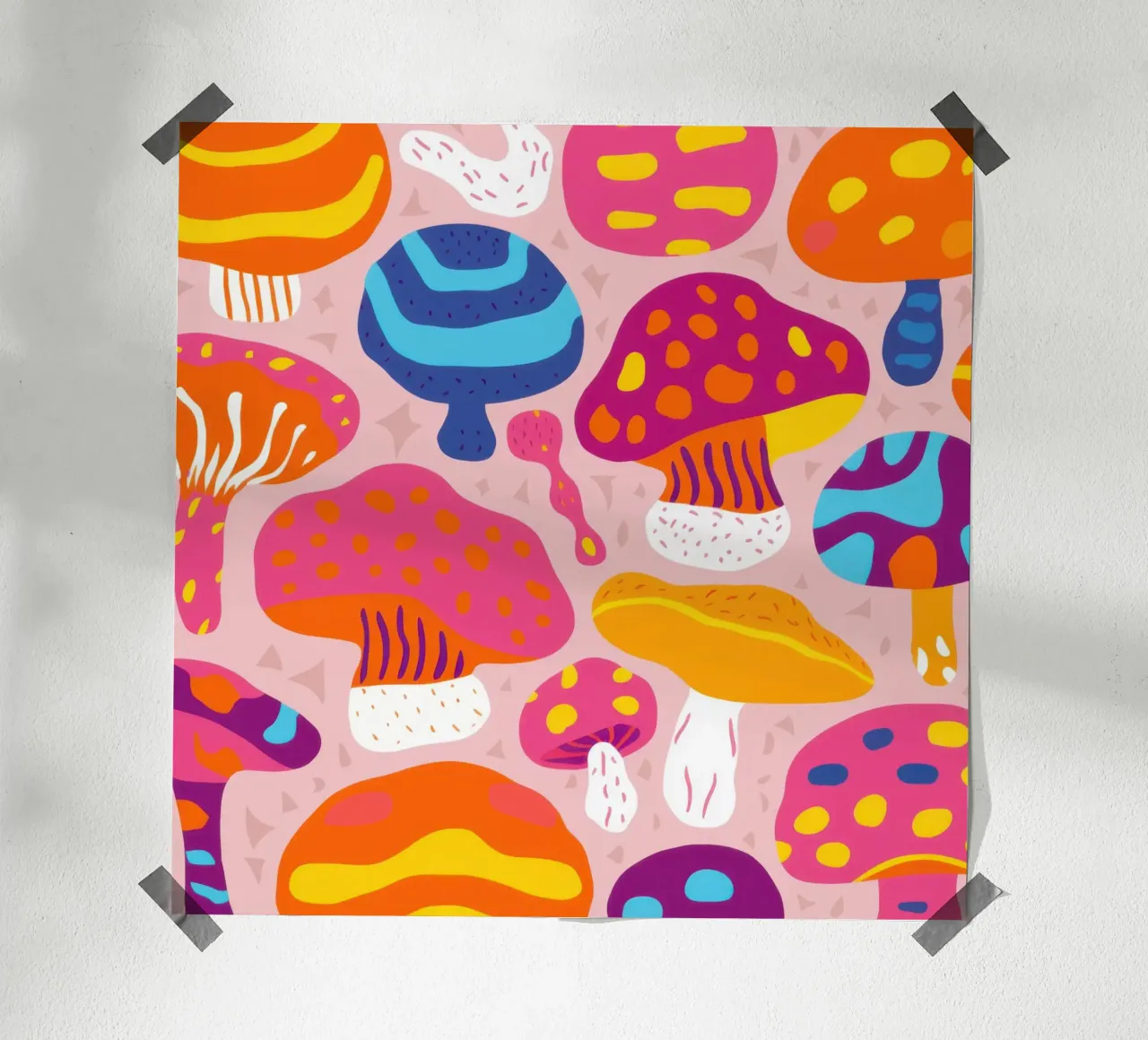 Foresta di funghi magici poster con telaio in plastica da Enter Bloom