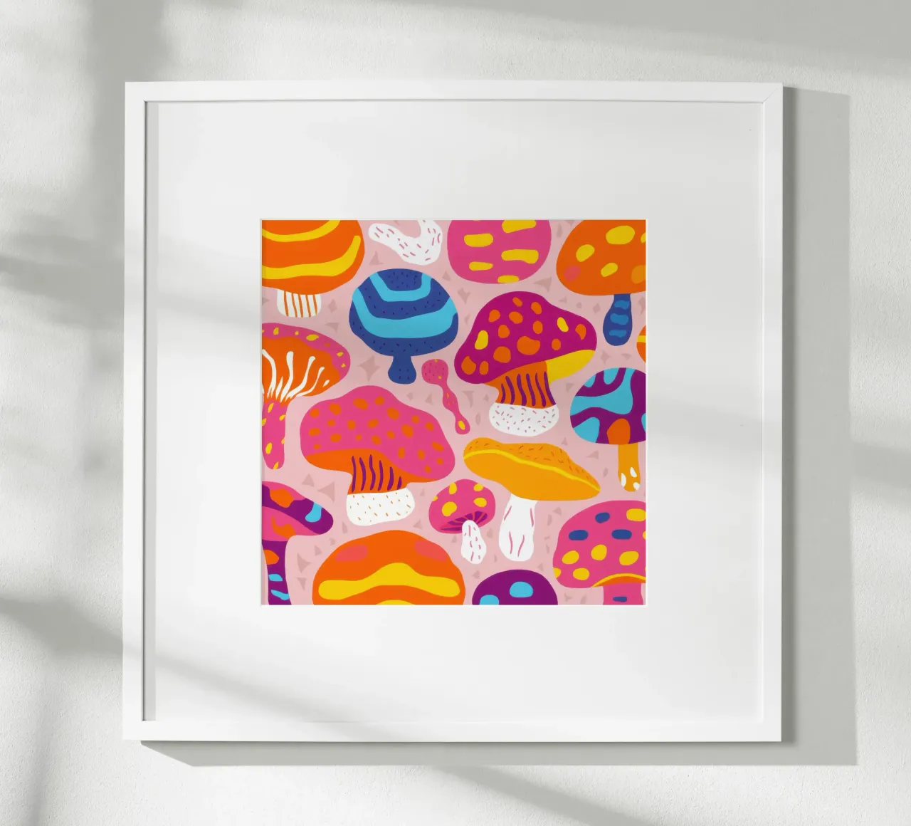 Foresta di funghi magici poster con telaio in plastica da Enter Bloom