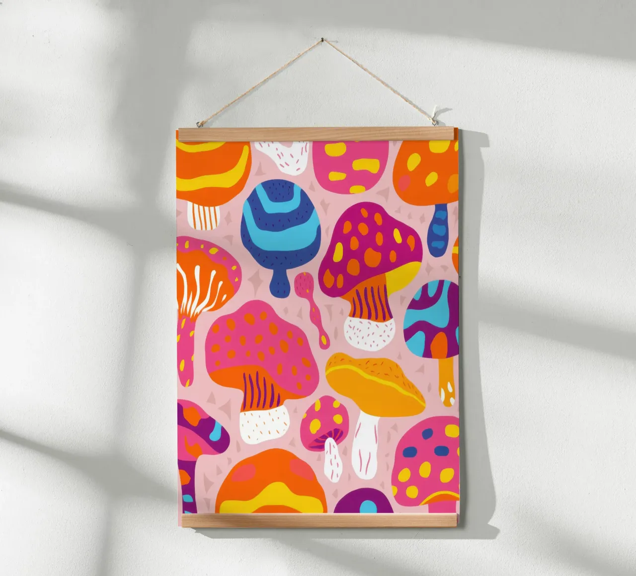 Foresta di funghi magici poster con telaio in plastica da Enter Bloom