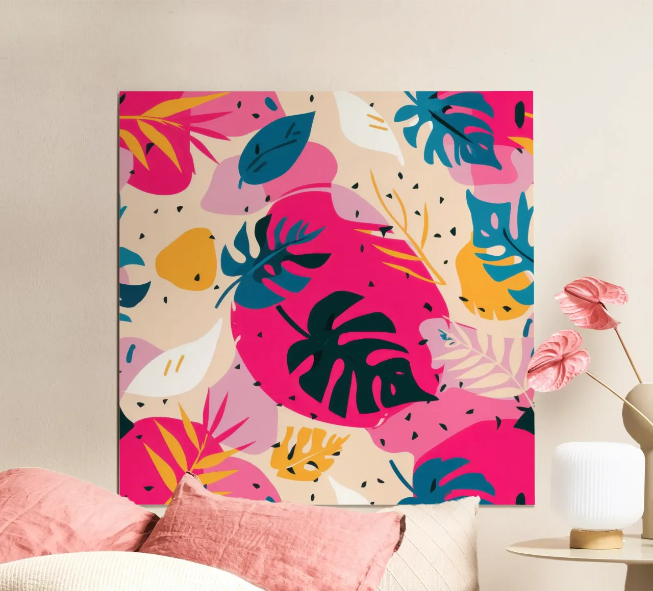 Esplosione di rosa tropicale poster con telaio in legno da Orchid Patina