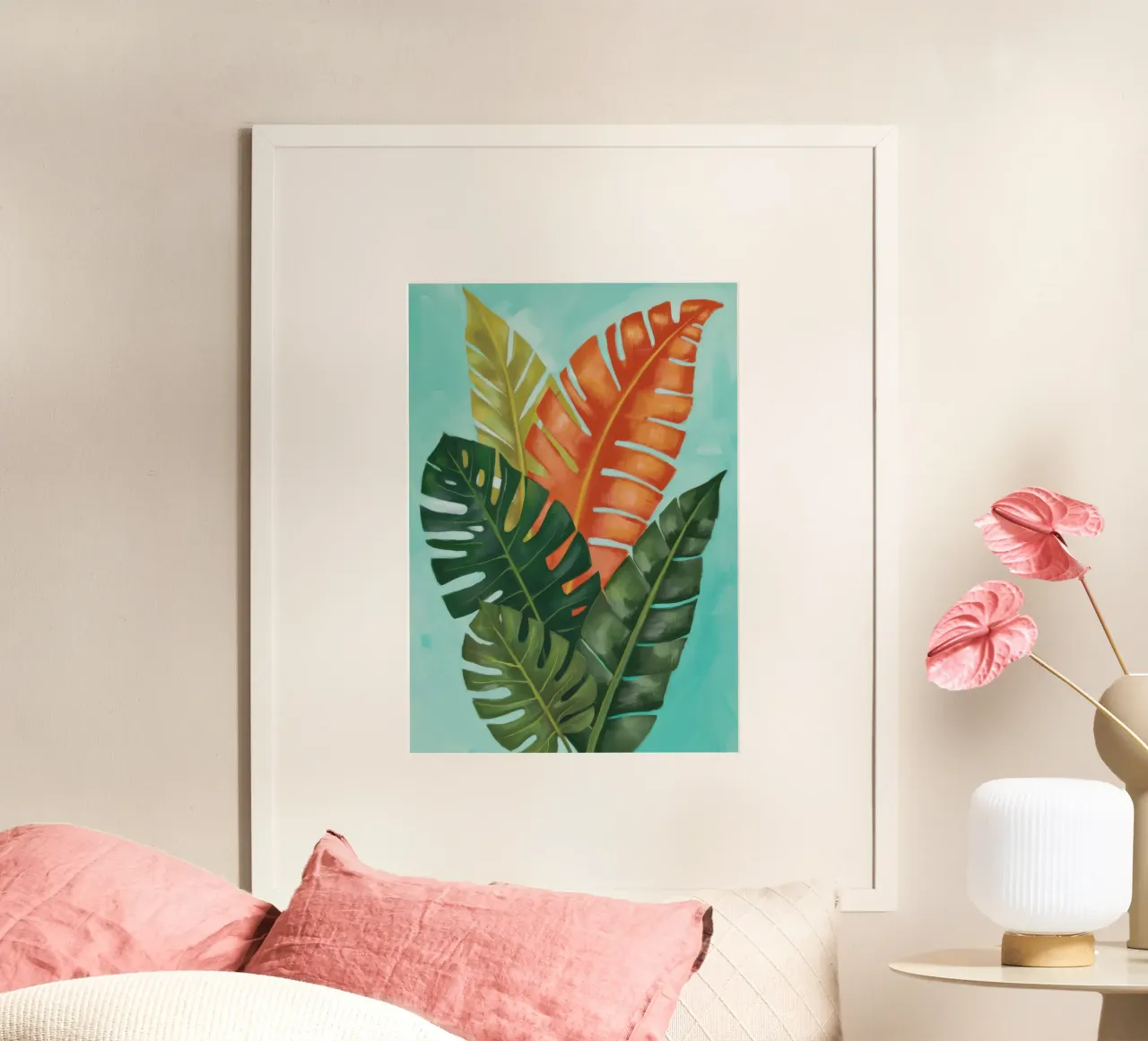 Fronde verdeggianti e pittoriche poster con telaio in legno da Sure Paint