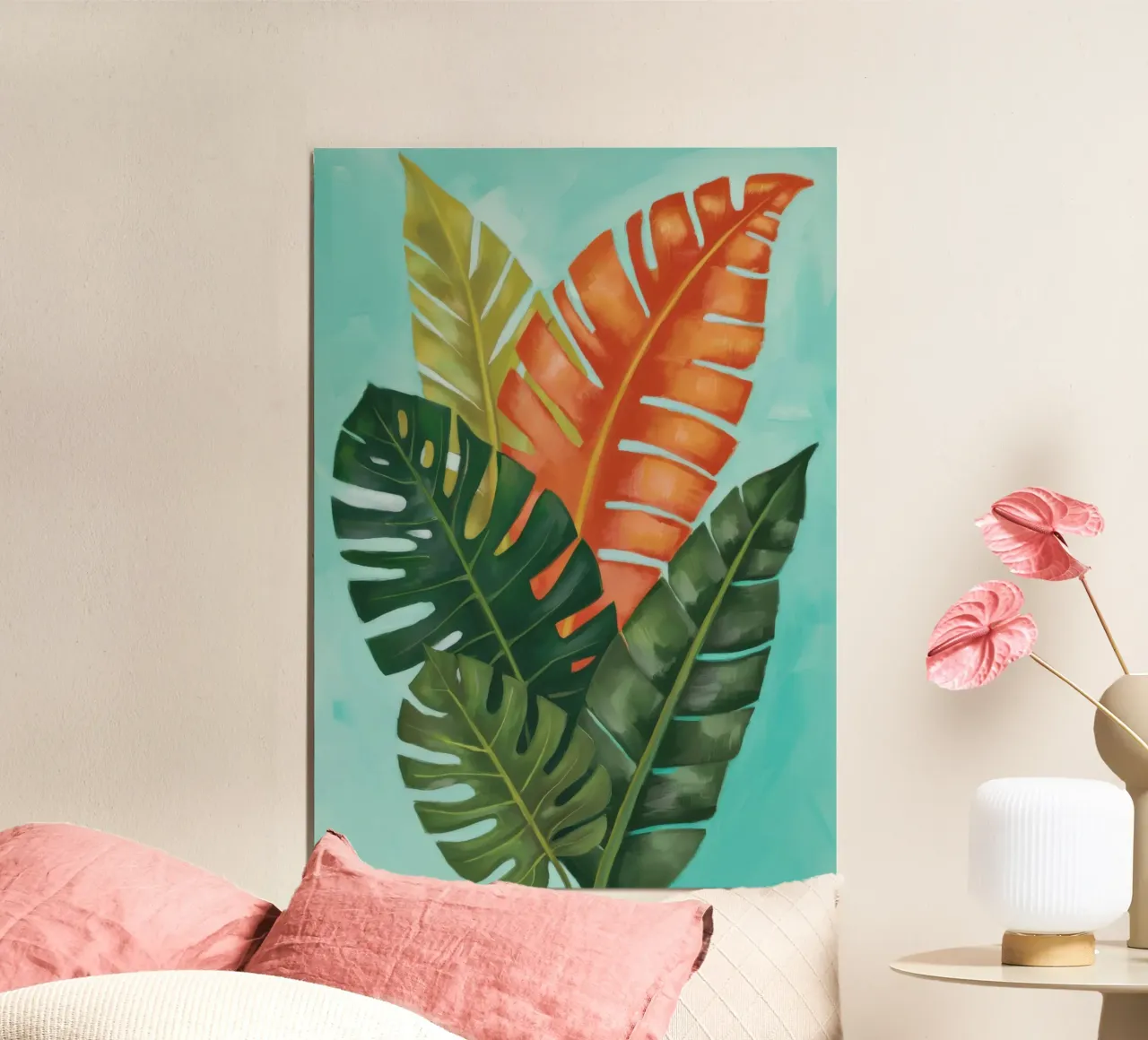 Fronde verdeggianti e pittoriche poster con telaio in legno da Sure Paint