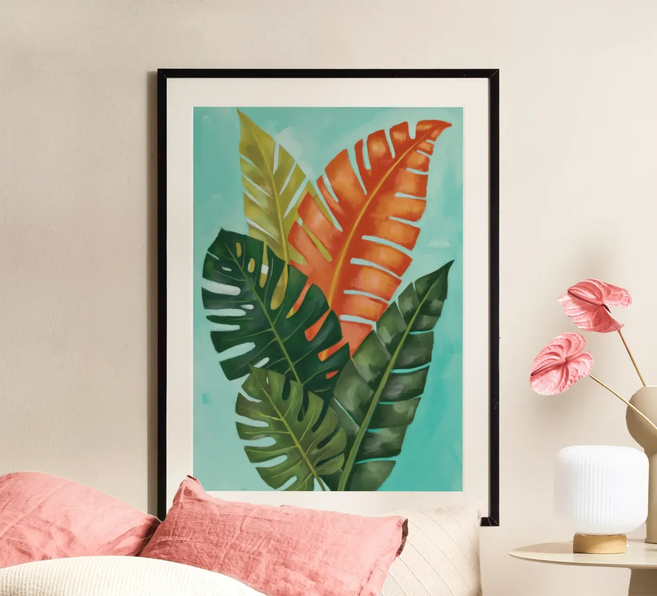 Fronde verdeggianti e pittoriche poster con telaio in legno da Sure Paint