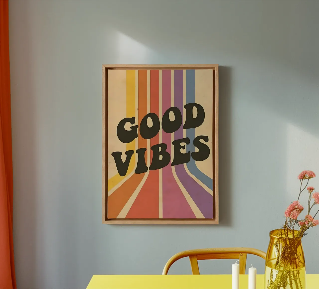 GOOD VIBES canvas met Baklijst van Type & Tape