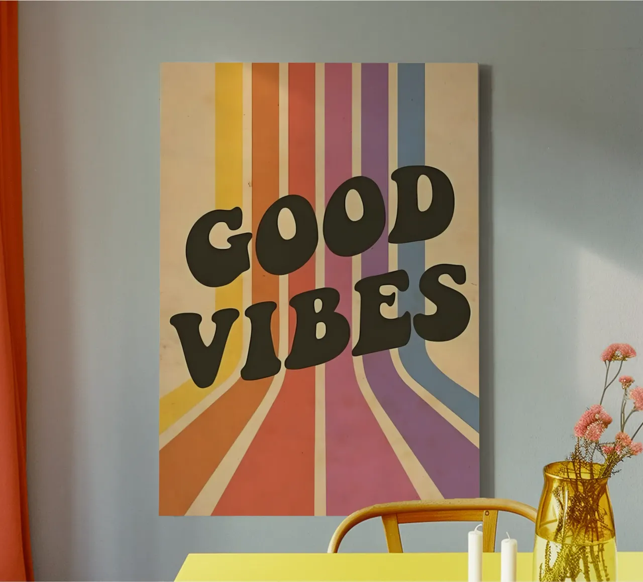 GOOD VIBES canvas met Baklijst van Type & Tape