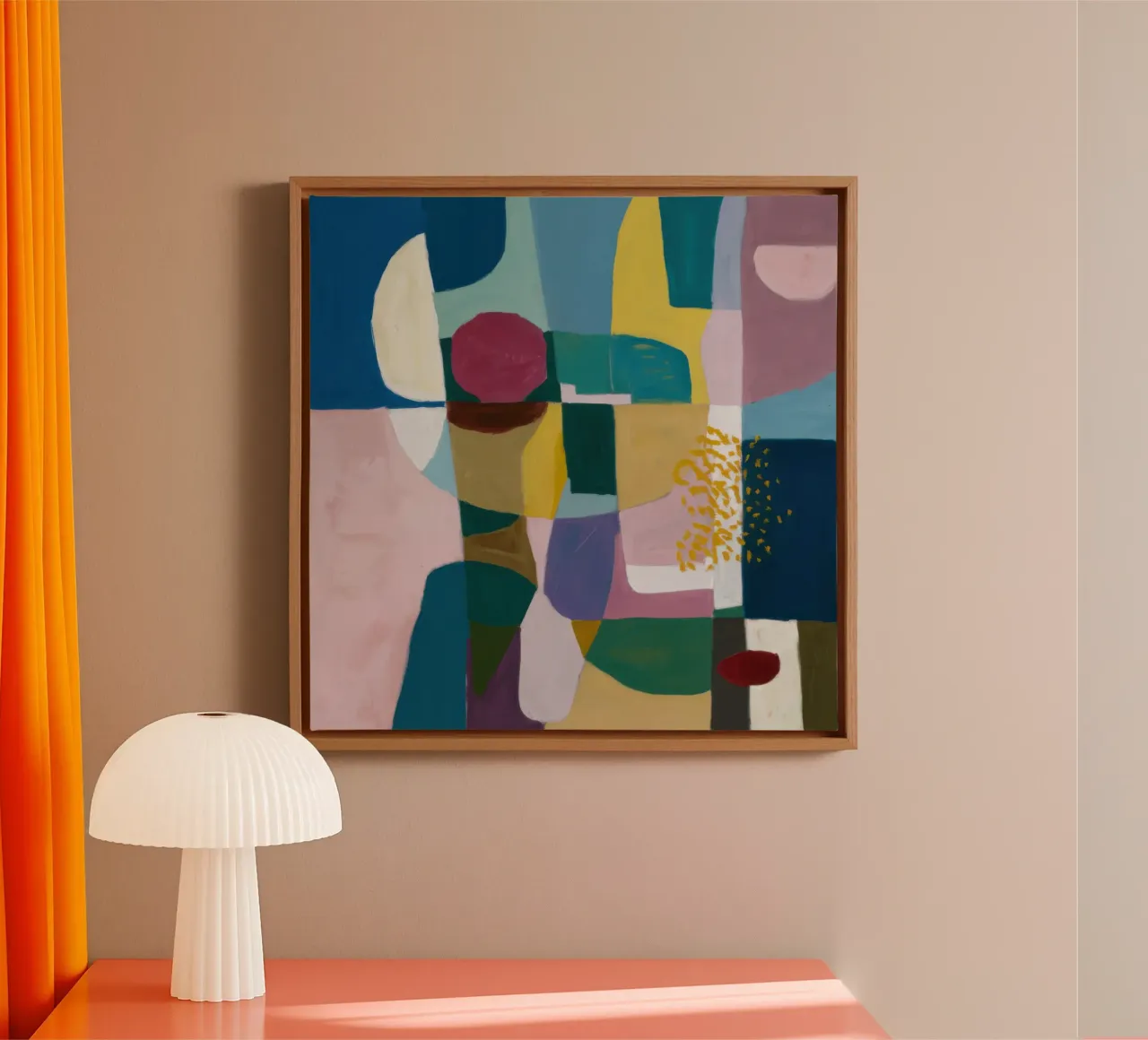 Géométrie cubiste sur table toile avec Caisse américaine de Sure Paint