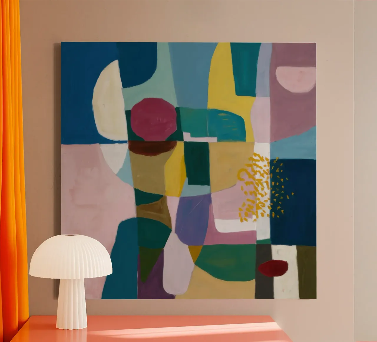 Géométrie cubiste sur table toile avec Caisse américaine de Sure Paint