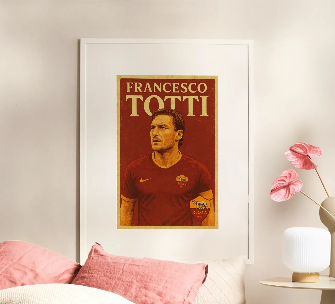 Francesco Totti poster con telaio in legno da Cyberpunk Canvas
