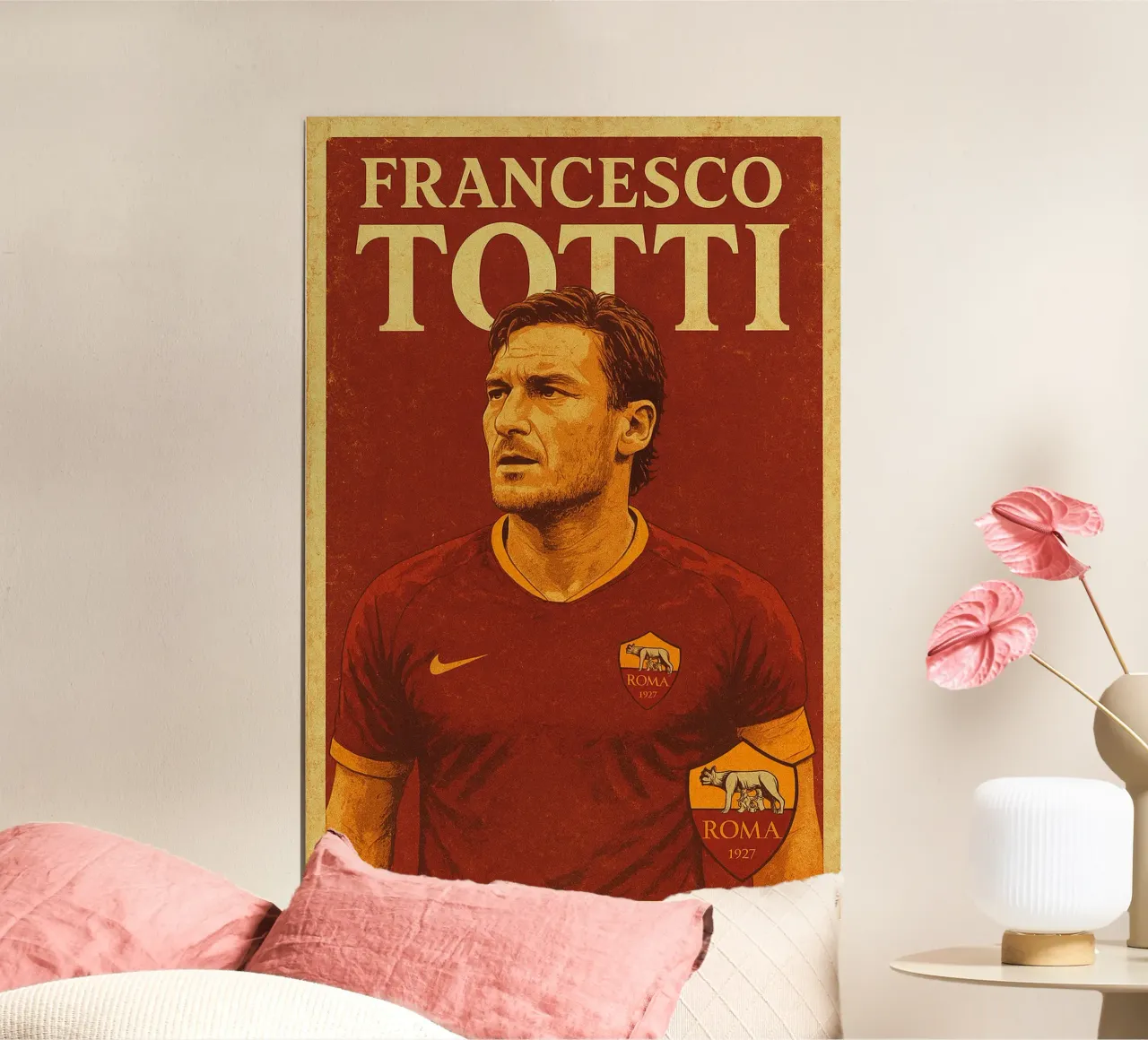 Francesco Totti poster con telaio in legno da Cyberpunk Canvas
