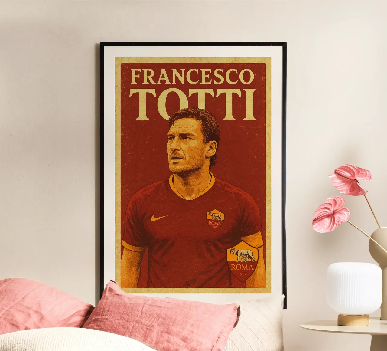 Francesco Totti poster con telaio in legno da Cyberpunk Canvas