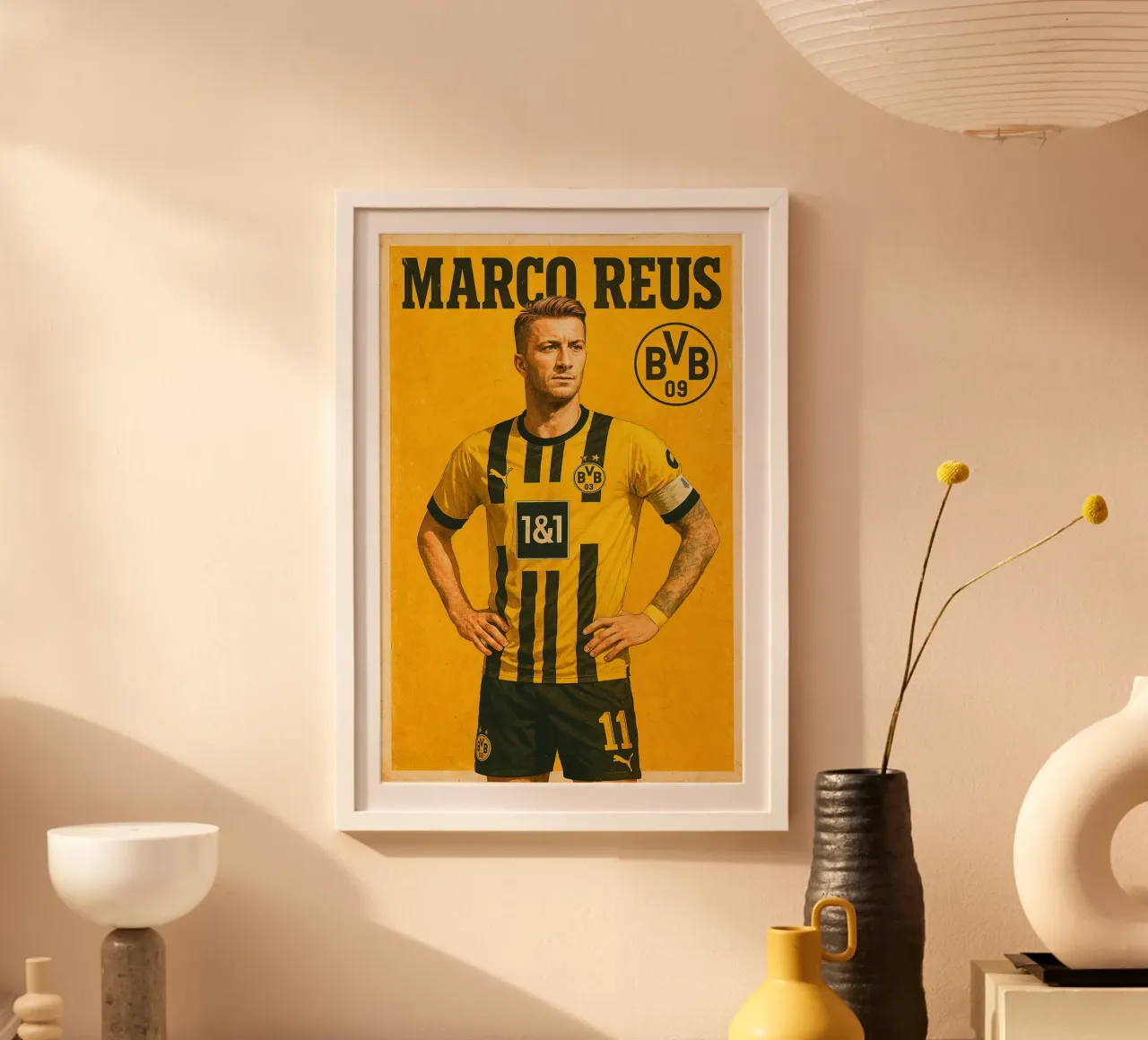 Marco Reus poster con telaio in legno da Cyberpunk Canvas