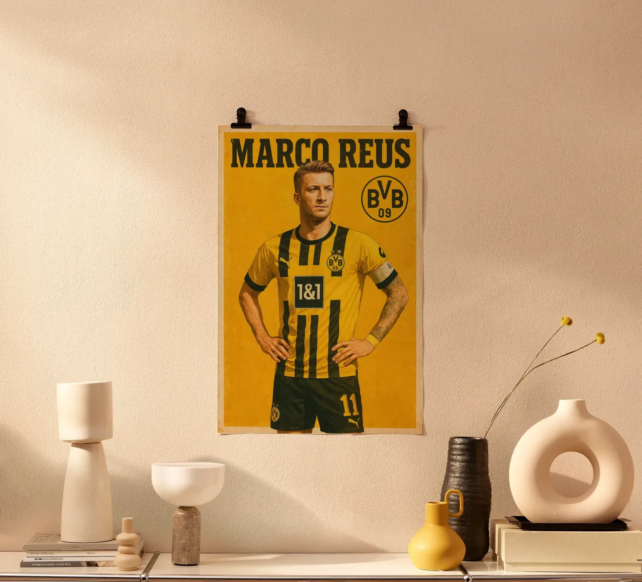 Marco Reus poster con telaio in legno da Cyberpunk Canvas