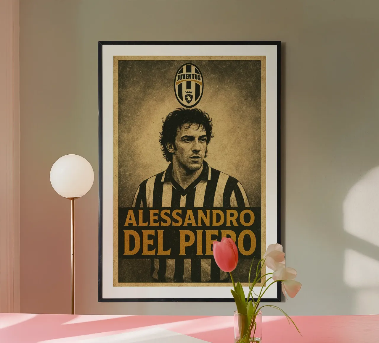 Alessandro Del Piero poster con telaio in legno da Cyberpunk Canvas