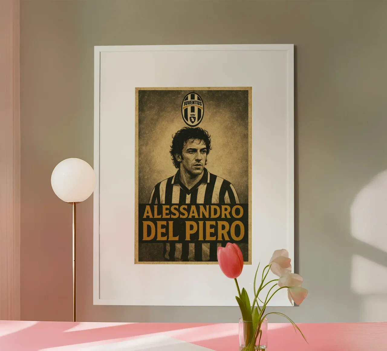 Alessandro Del Piero poster con telaio in legno da Cyberpunk Canvas