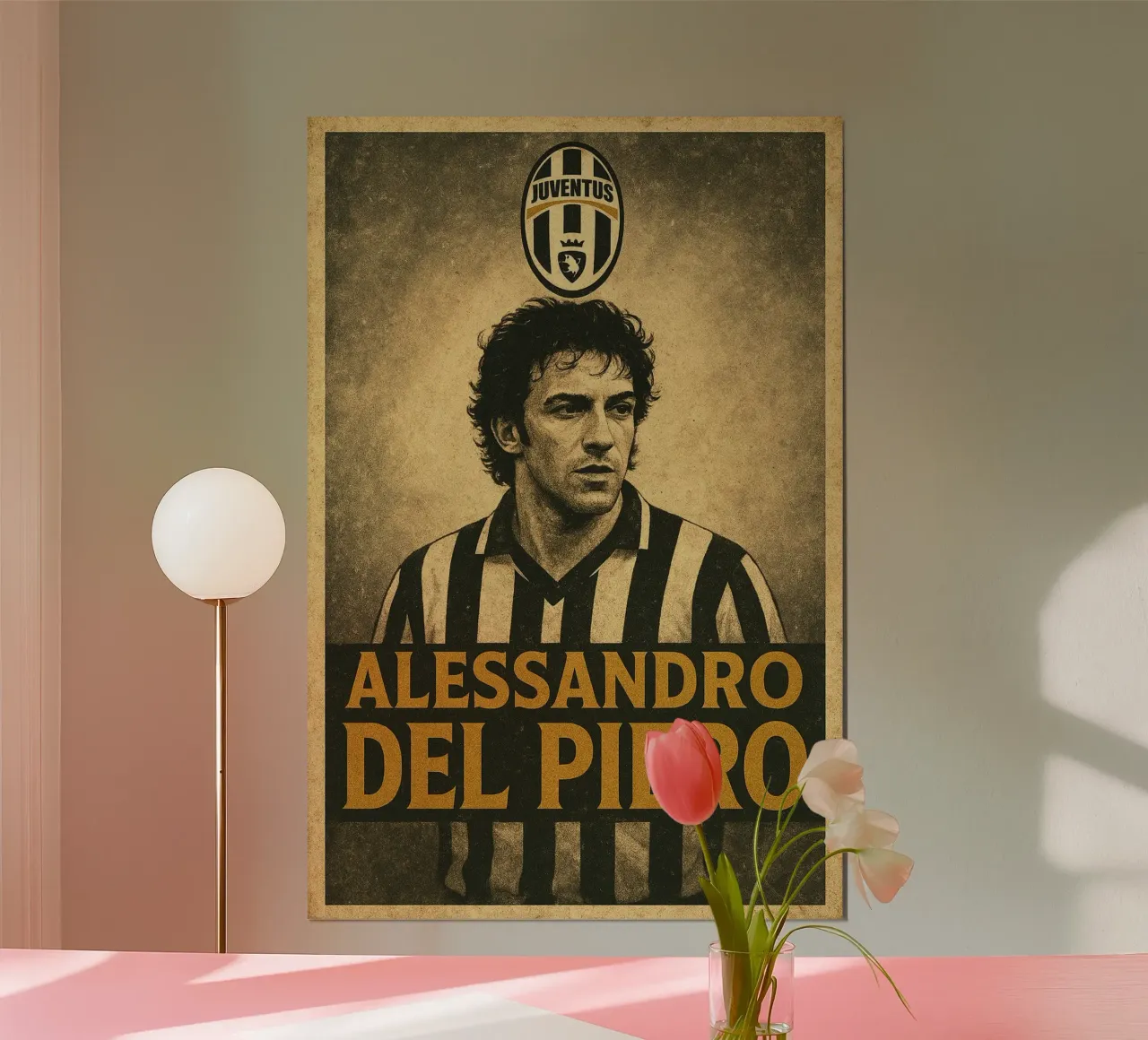 Alessandro Del Piero poster con telaio in legno da Cyberpunk Canvas