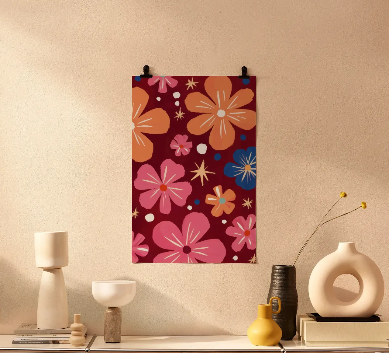 Semplice floreale retrò poster con telaio in plastica da Enter Bloom