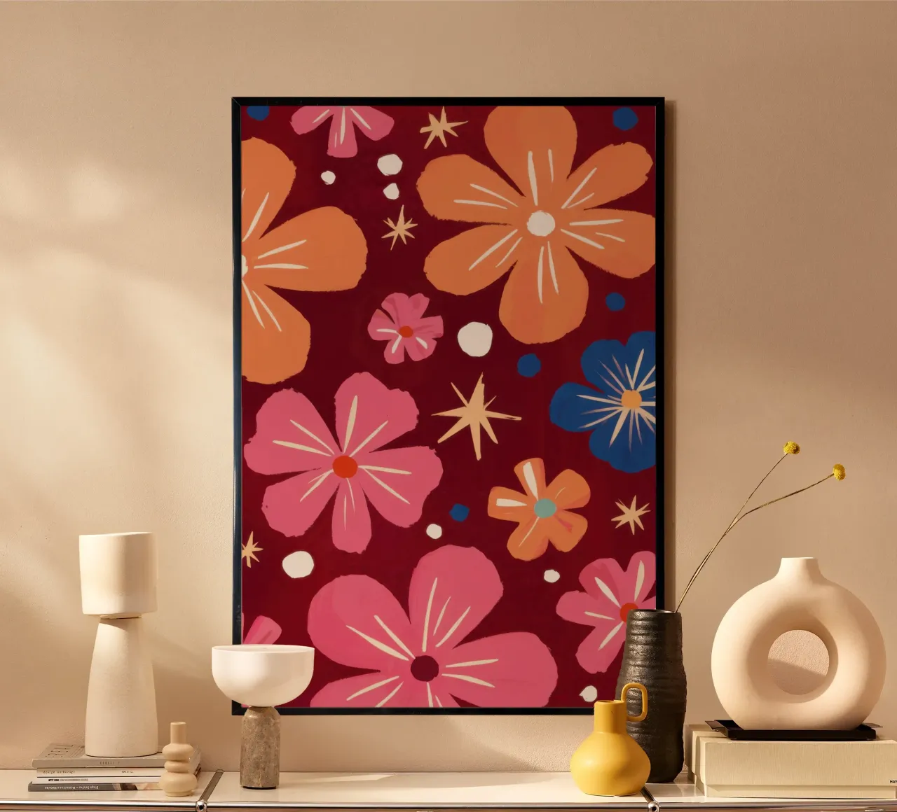 Semplice floreale retrò poster con telaio in plastica da Enter Bloom
