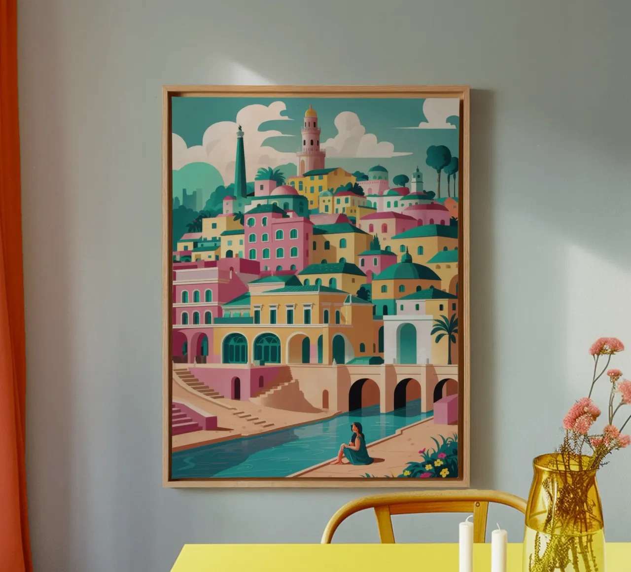 Venetian Canal Charm canvas with Floater frame by Orchid Patina