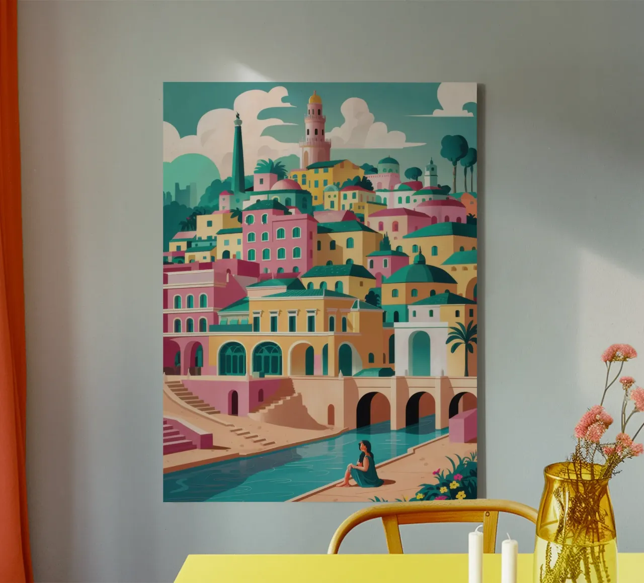 Venetian Canal Charm canvas with Floater frame by Orchid Patina