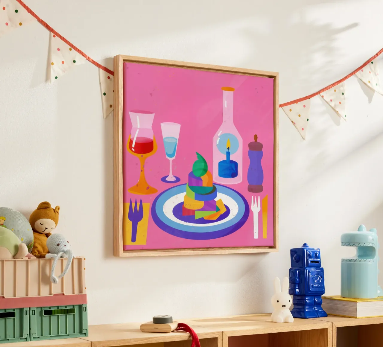 Fuchsia Dinner Dream canvas with Floater frame by Sure Paint