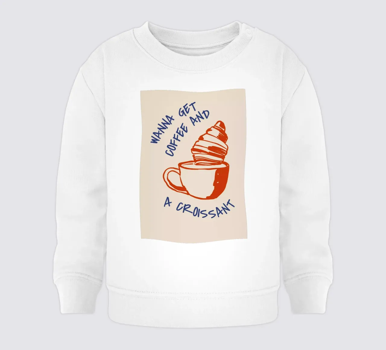 Boho Food 3 Coffee and Croissant felpa neonato da Boho Print Collection