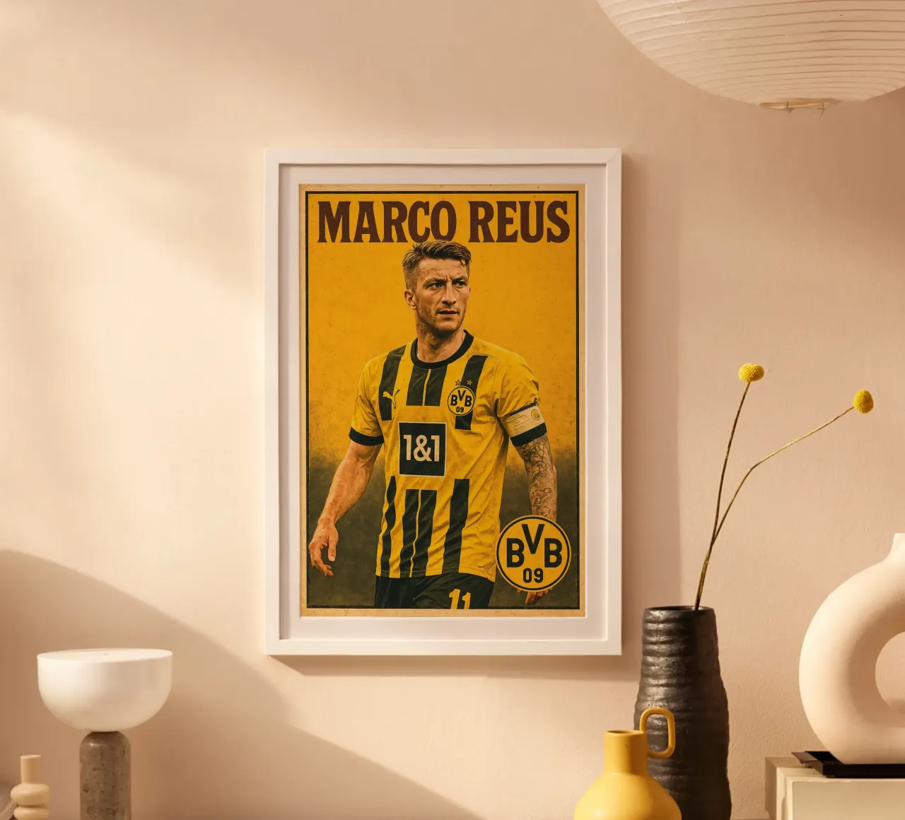 Marco Reus poster con telaio in legno da Cyberpunk Canvas