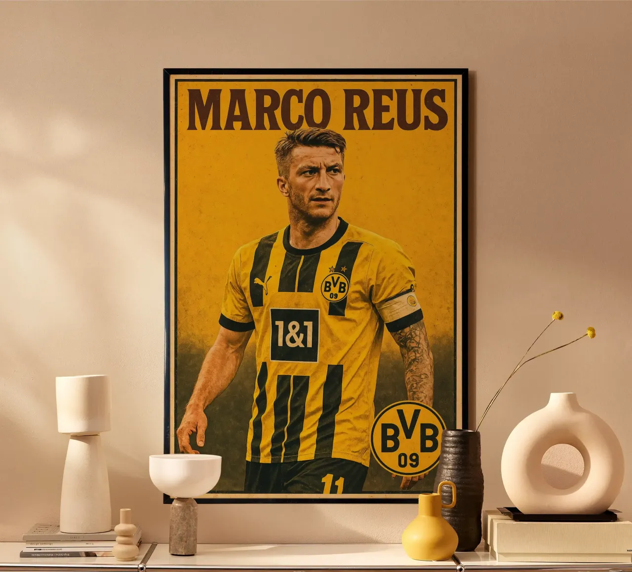 Marco Reus poster con telaio in legno da Cyberpunk Canvas