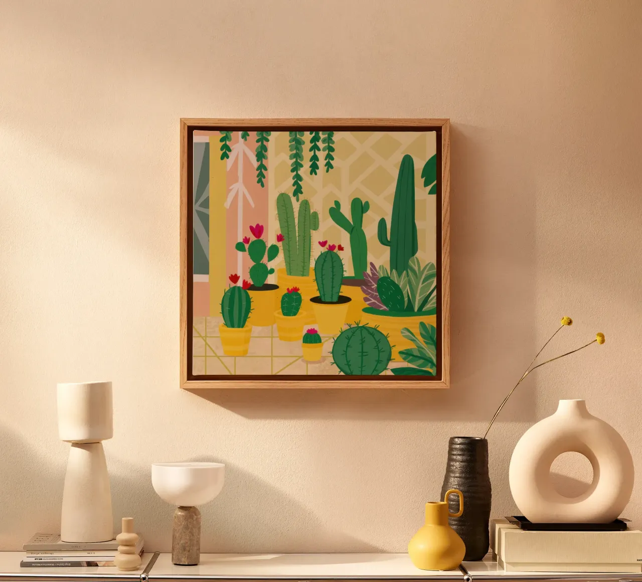 Zonnig cactusreservaat canvas met Baklijst van Sure Paint