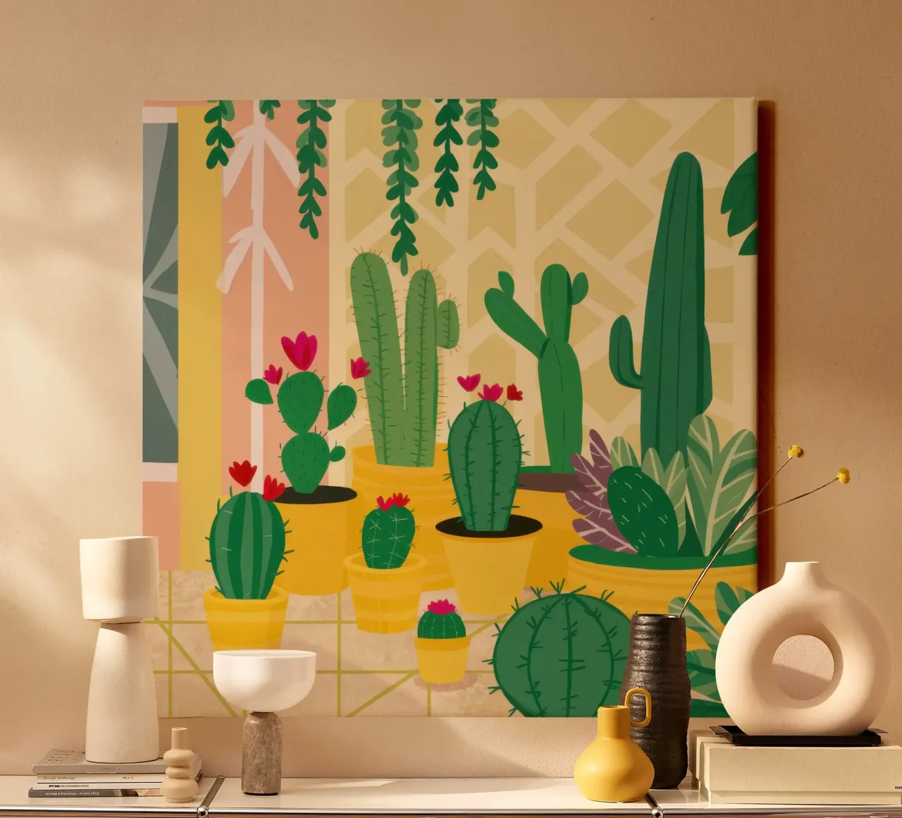Zonnig cactusreservaat canvas met Baklijst van Sure Paint