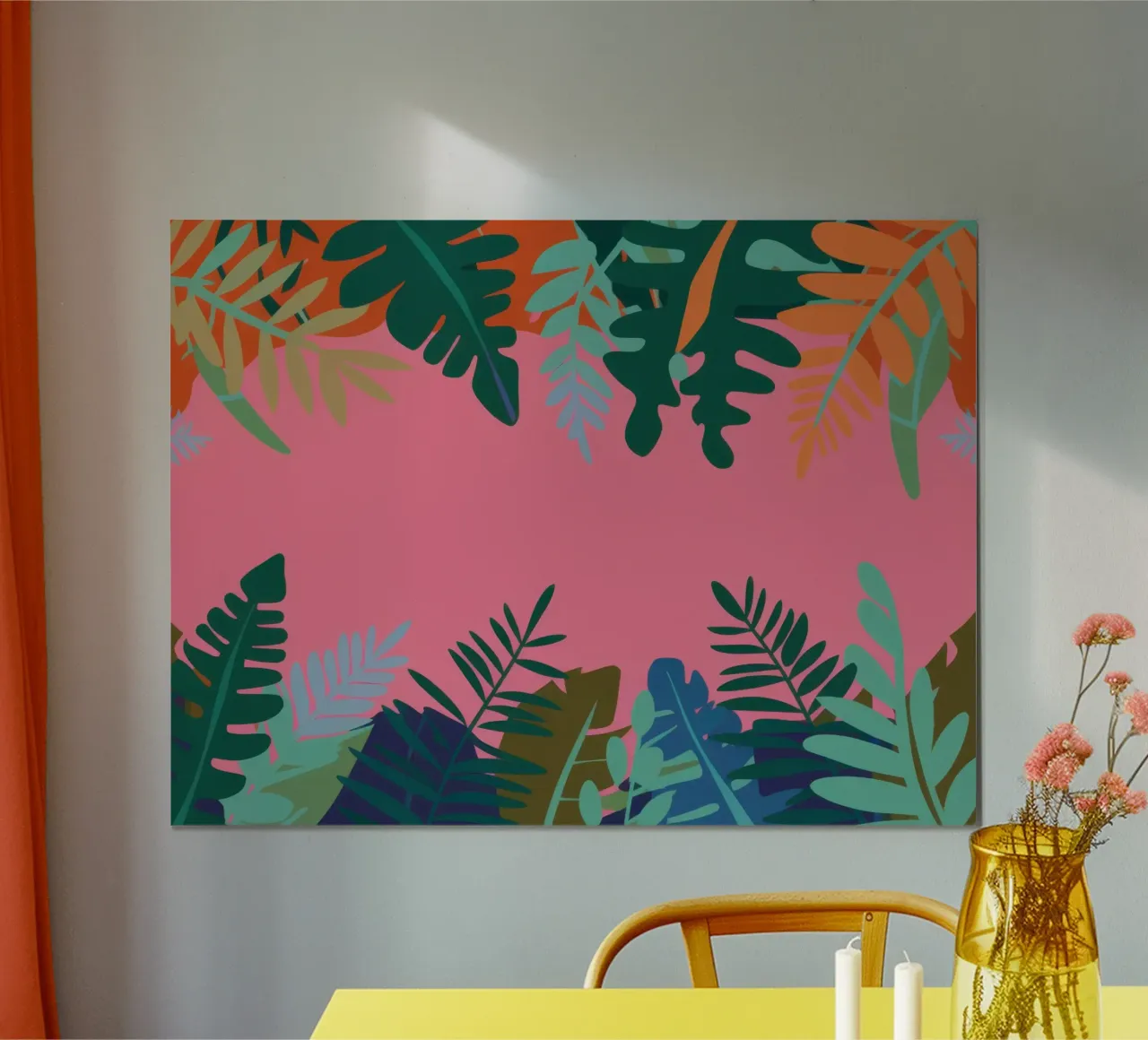 Bordo rosa tropicale poster con telaio in legno da Moon Revolver