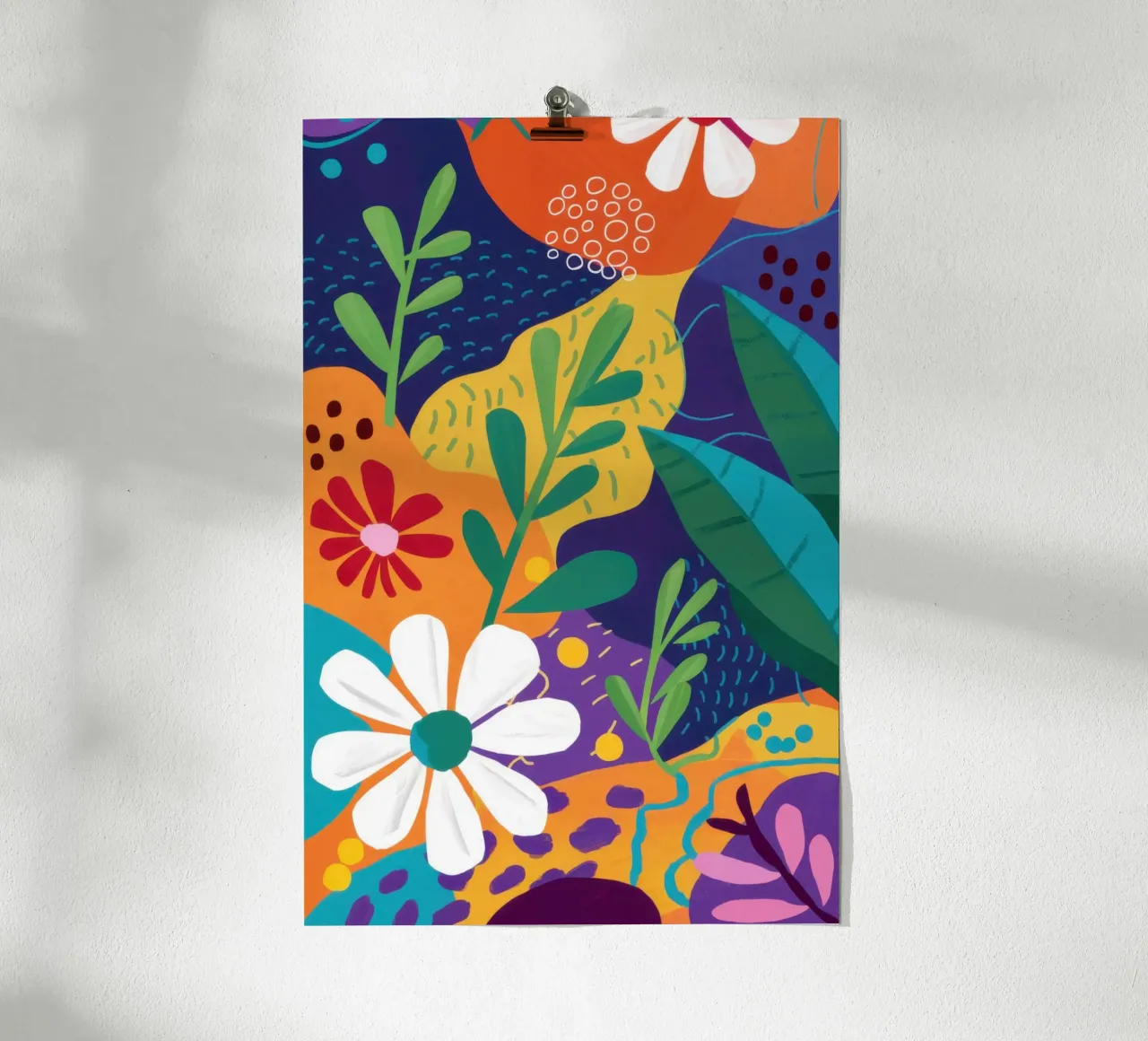 Abbondanza di margherite bianche poster con telaio in legno da Enter Bloom