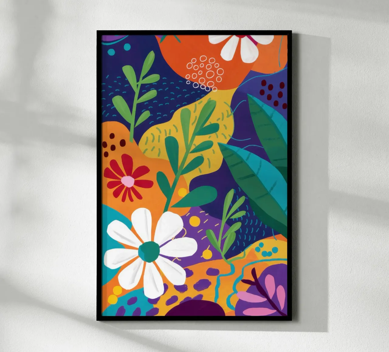 Abbondanza di margherite bianche poster con telaio in legno da Enter Bloom