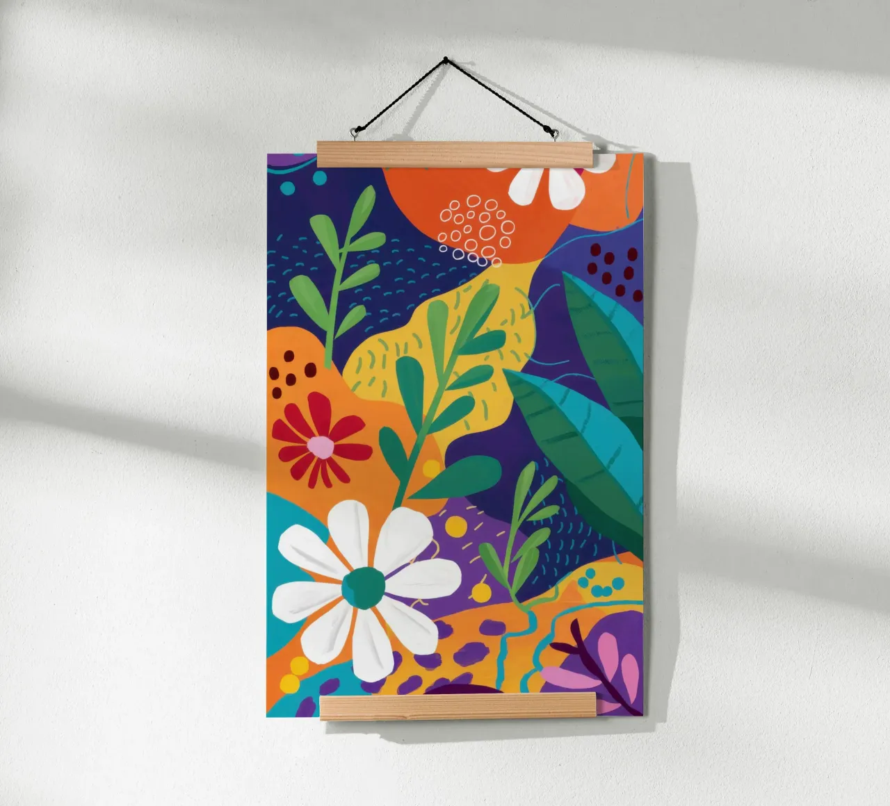 Abbondanza di margherite bianche poster con telaio in legno da Enter Bloom