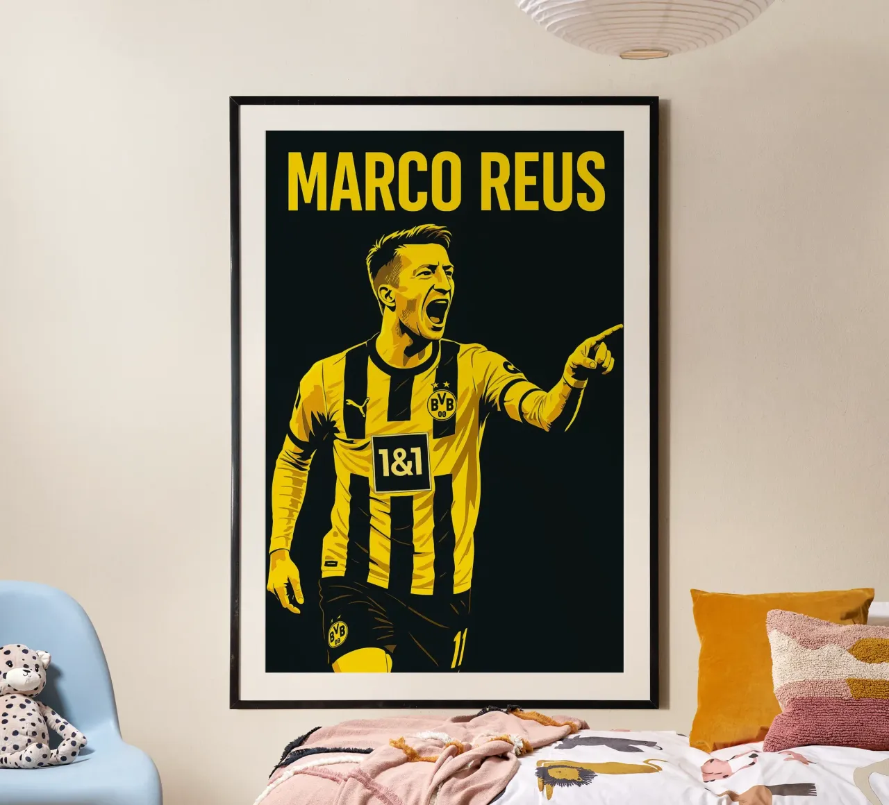 Marco Reus poster con telaio in legno da Cyberpunk Canvas