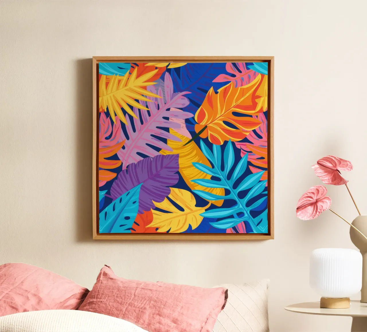 Elektrische oproer canvas met Baklijst van Orchid Patina