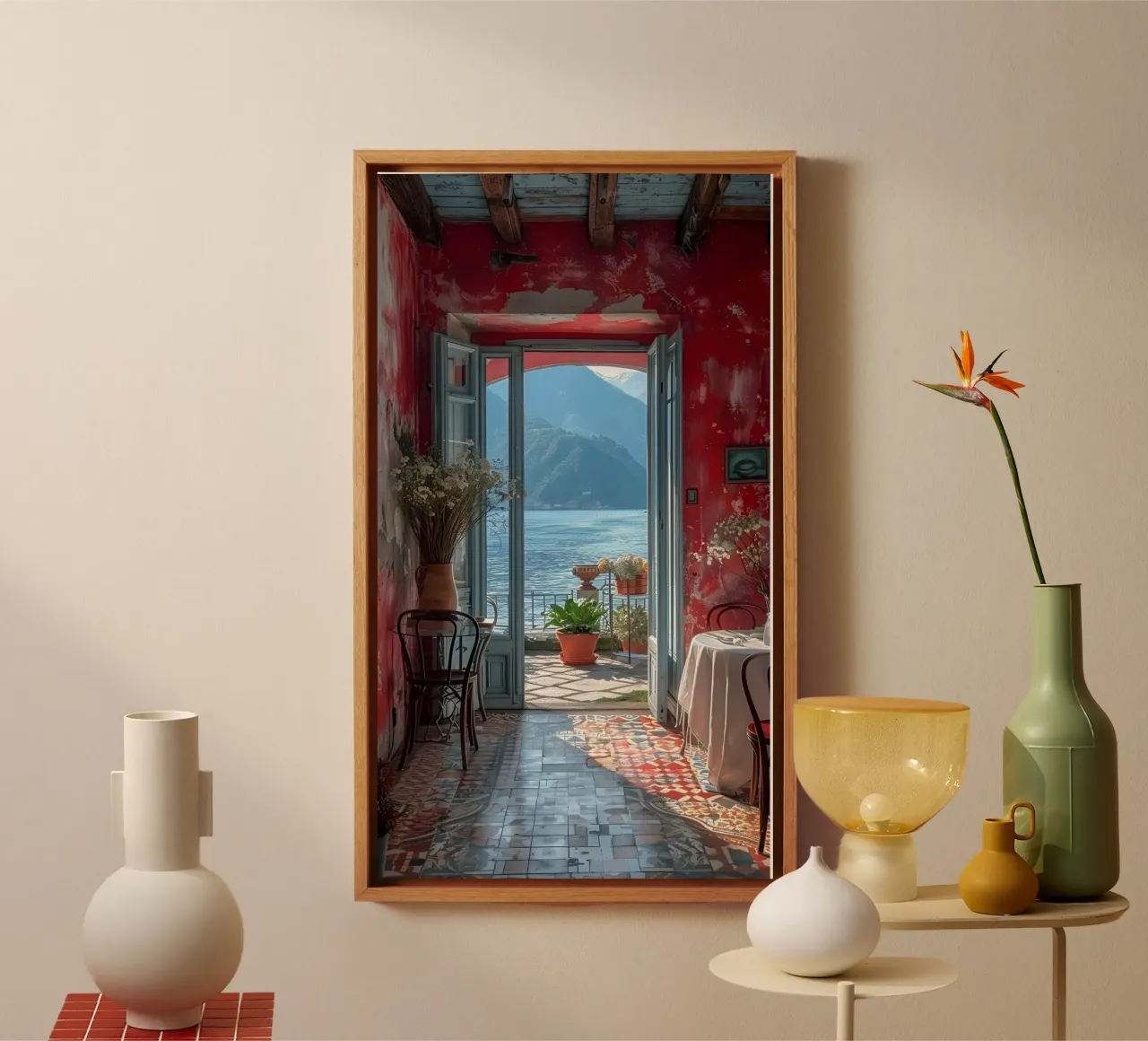 Mediterranean Patio tela con Cornice a cassetta da Artsy Bessy