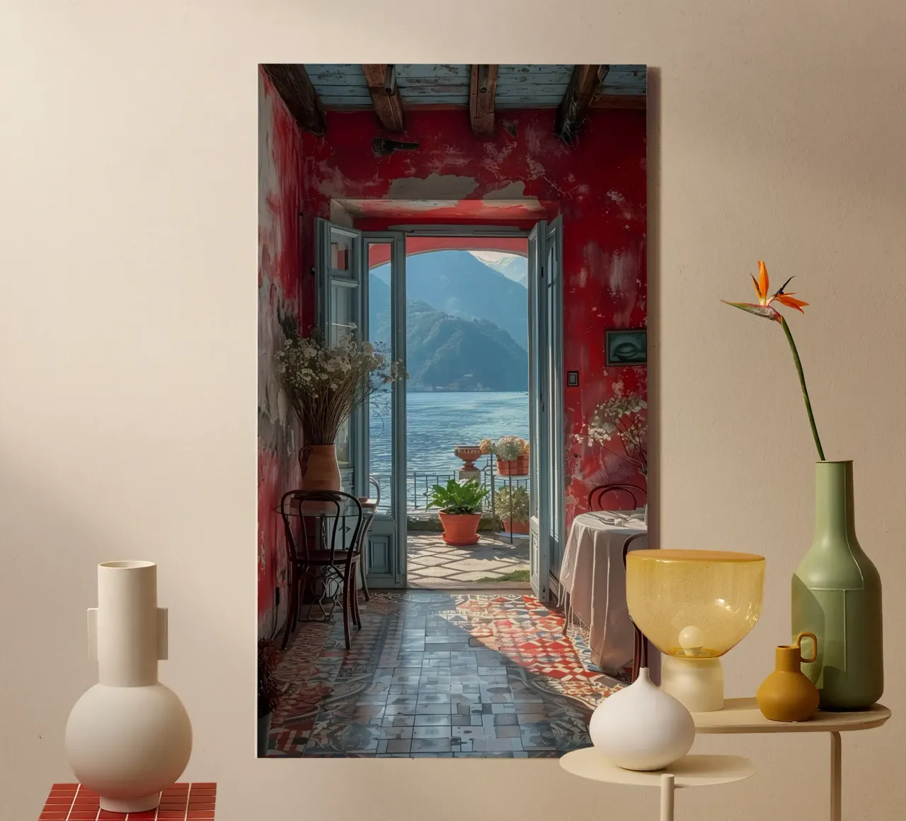 Mediterranean Patio tela con Cornice a cassetta da Artsy Bessy