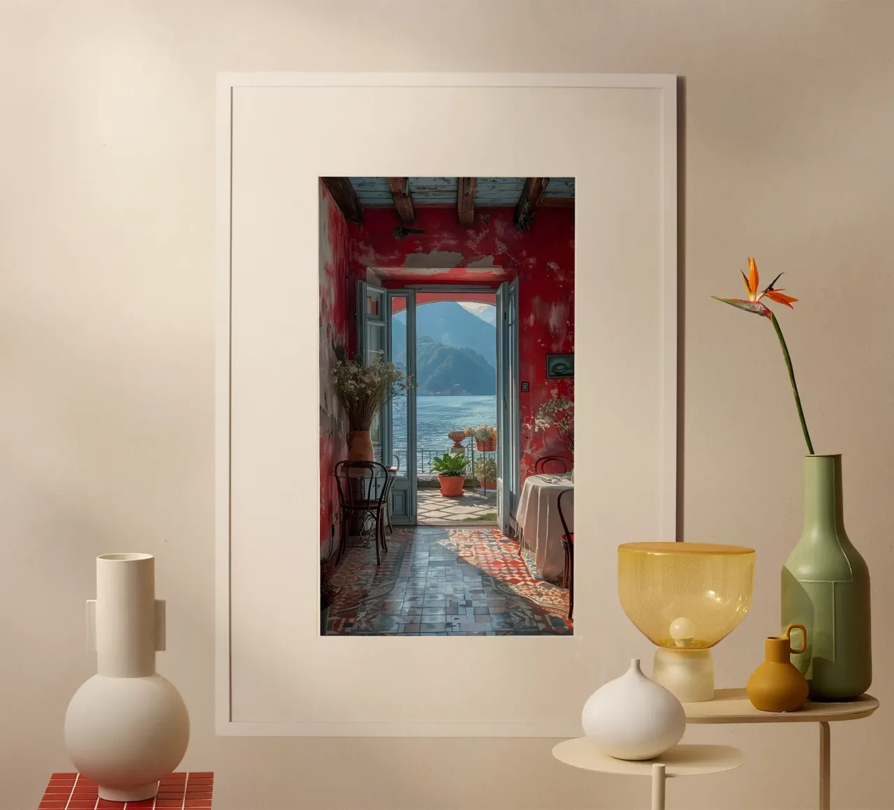 Mediterranean Patio poster con telaio in plastica da Artsy Bessy