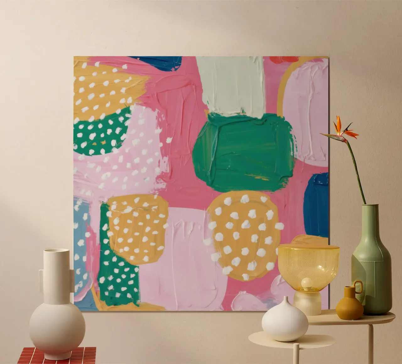 Patchwork abstrait texturé poster avec cadre en plastique de Orchid Patina