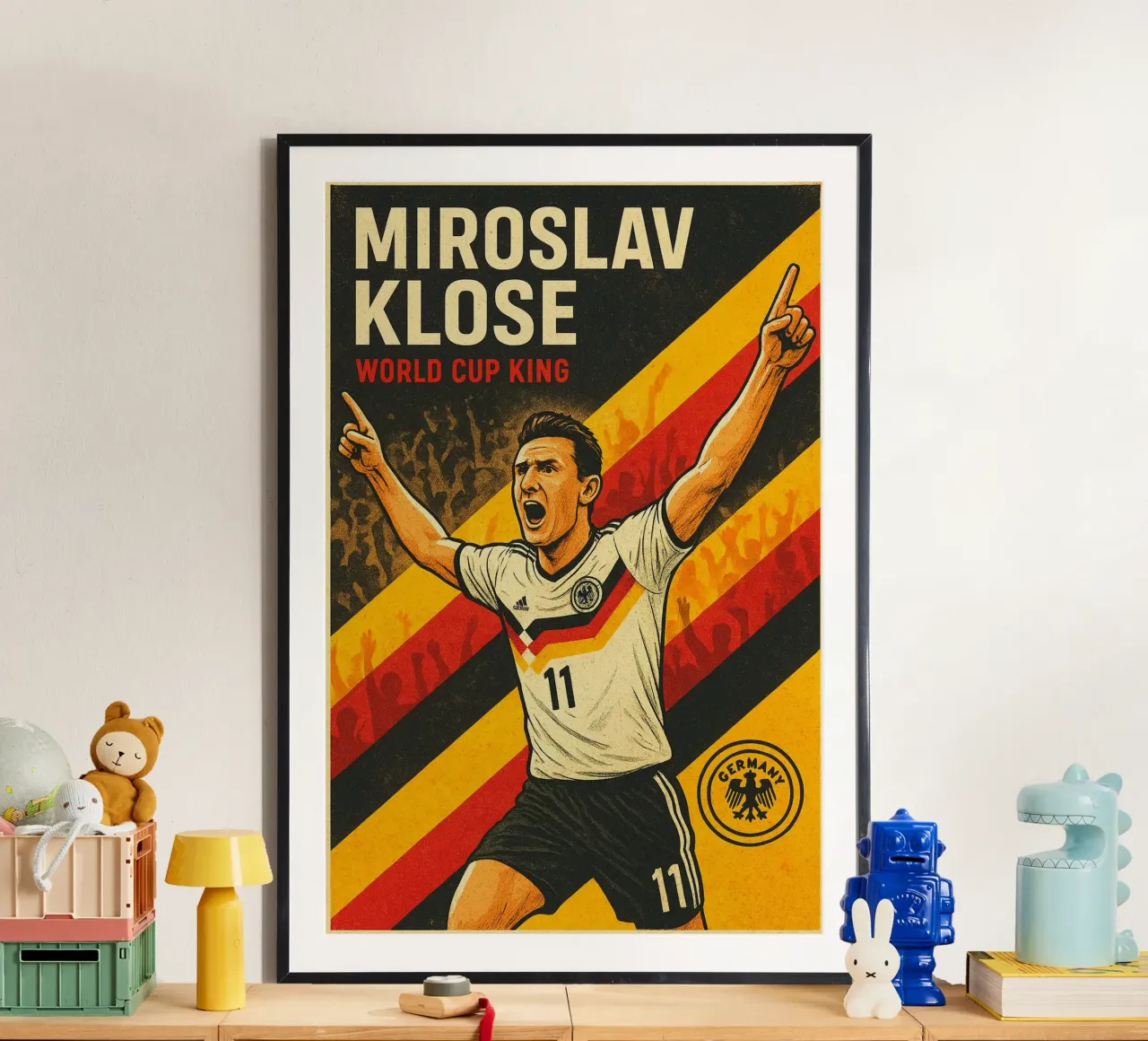 Miroslav Klose poster con telaio in legno da Cyberpunk Canvas