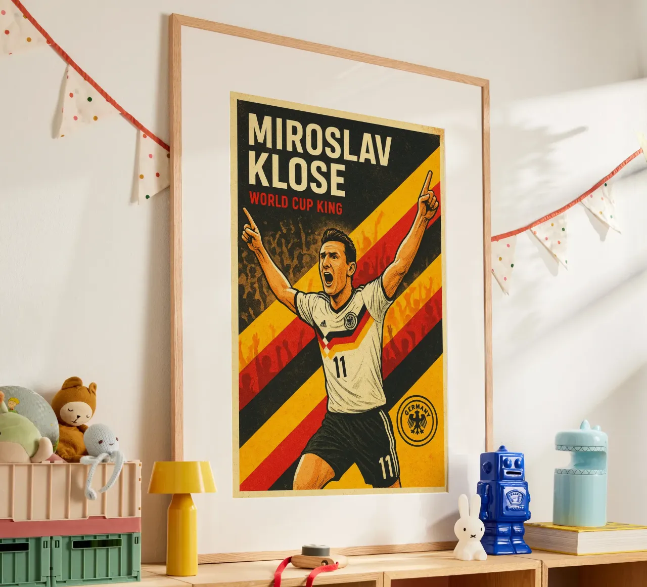 Miroslav Klose poster con telaio in legno da Cyberpunk Canvas