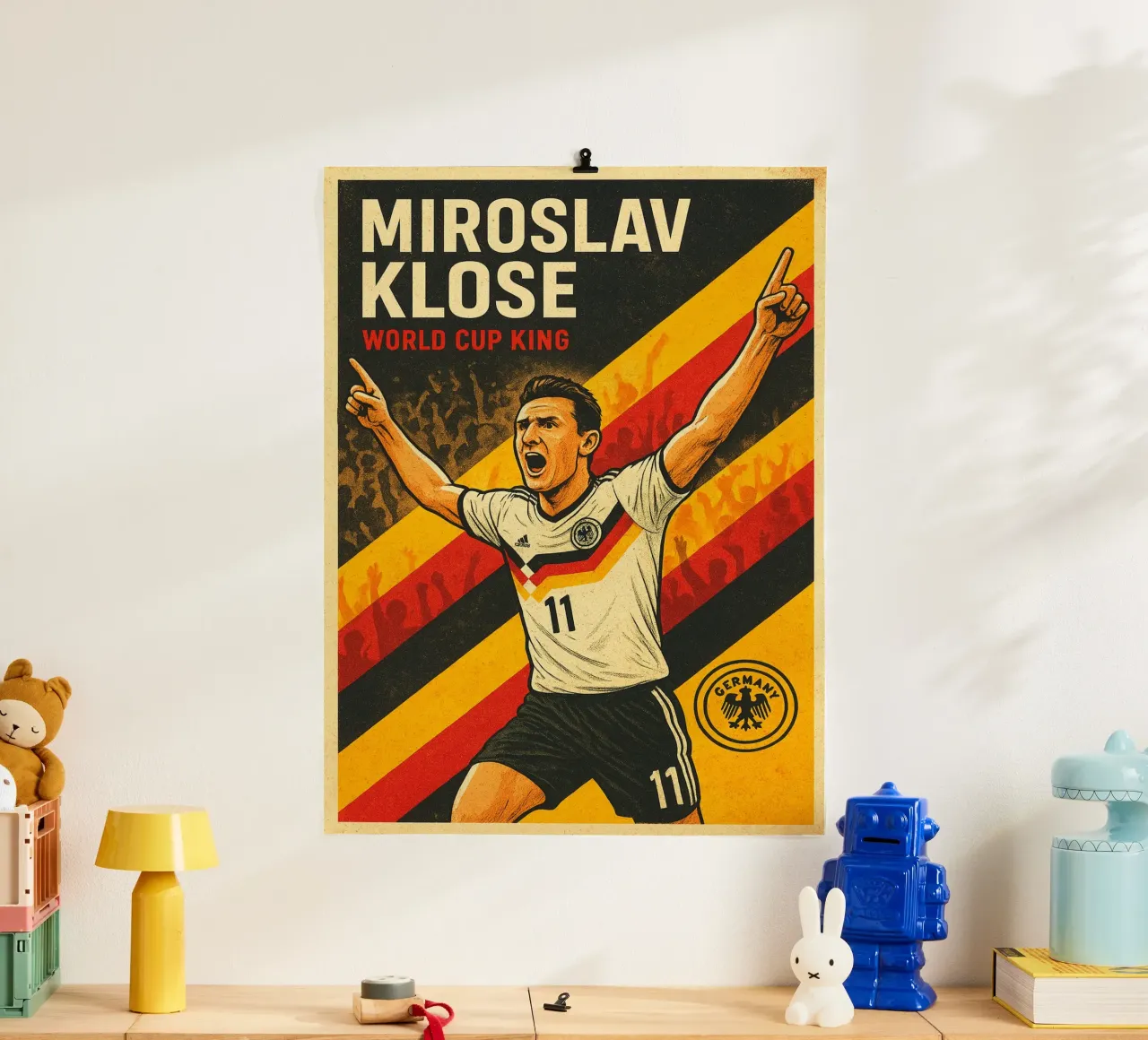 Miroslav Klose poster con telaio in legno da Cyberpunk Canvas