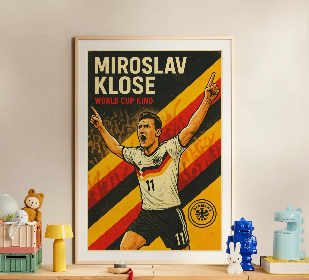 Miroslav Klose poster con telaio in legno da Cyberpunk Canvas