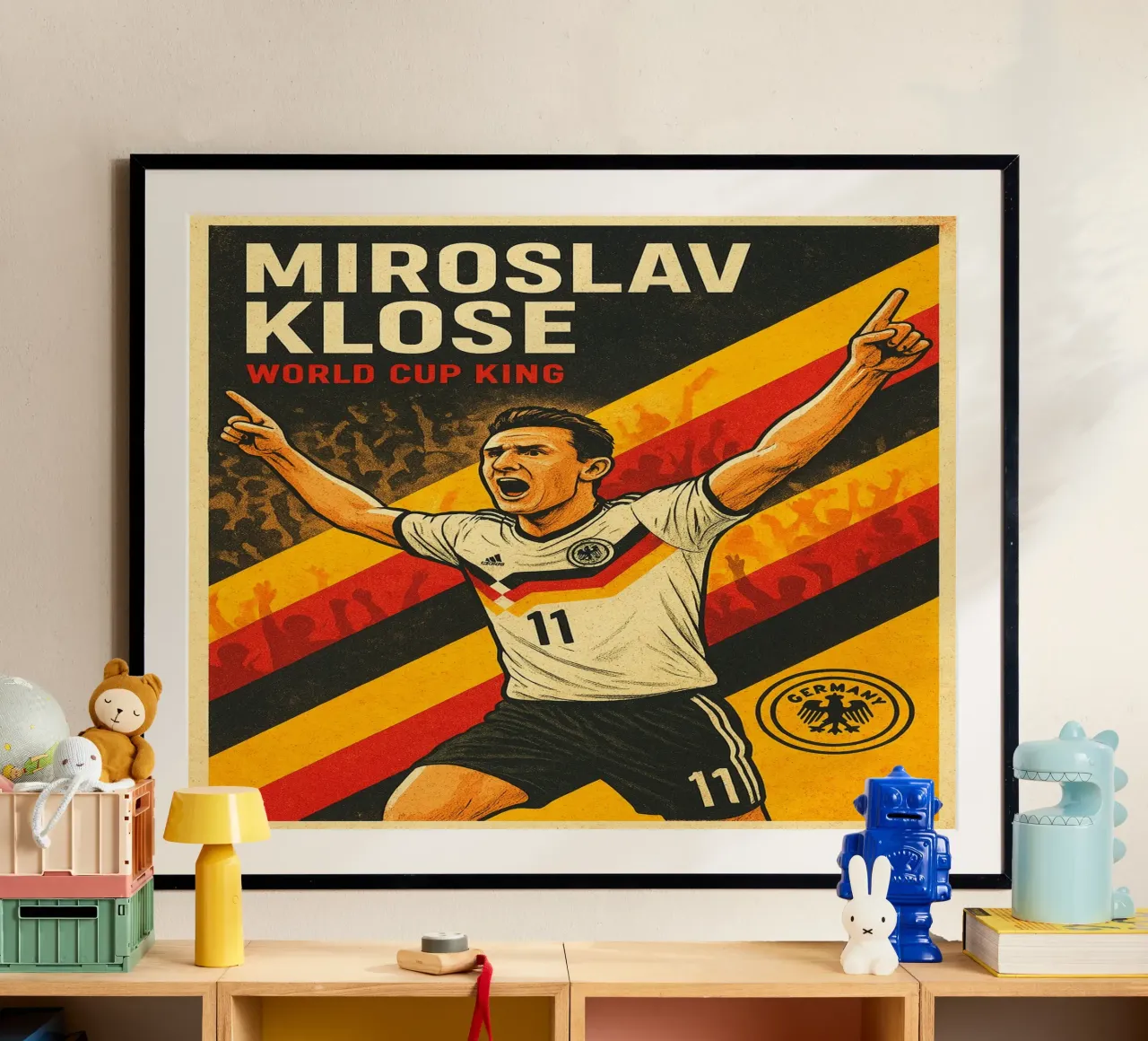 Miroslav Klose poster con telaio in legno da Cyberpunk Canvas