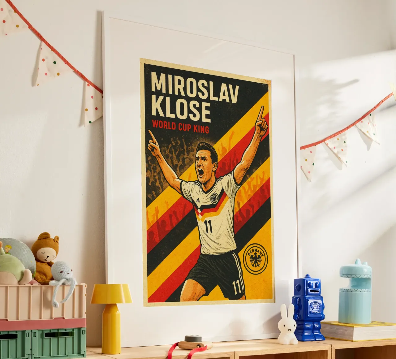 Miroslav Klose poster con telaio in legno da Cyberpunk Canvas