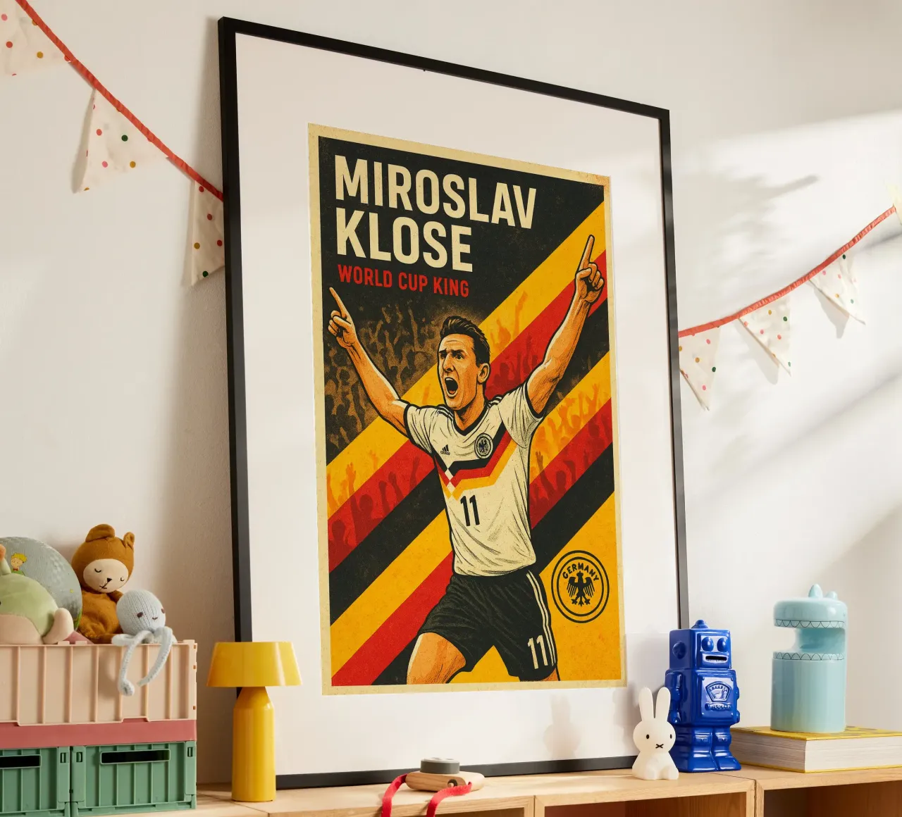 Miroslav Klose poster con telaio in legno da Cyberpunk Canvas