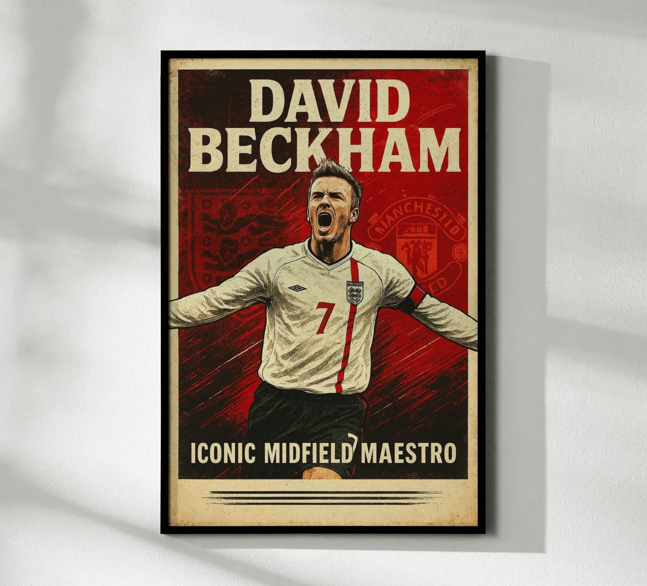 David Beckham poster con telaio in legno da Cyberpunk Canvas