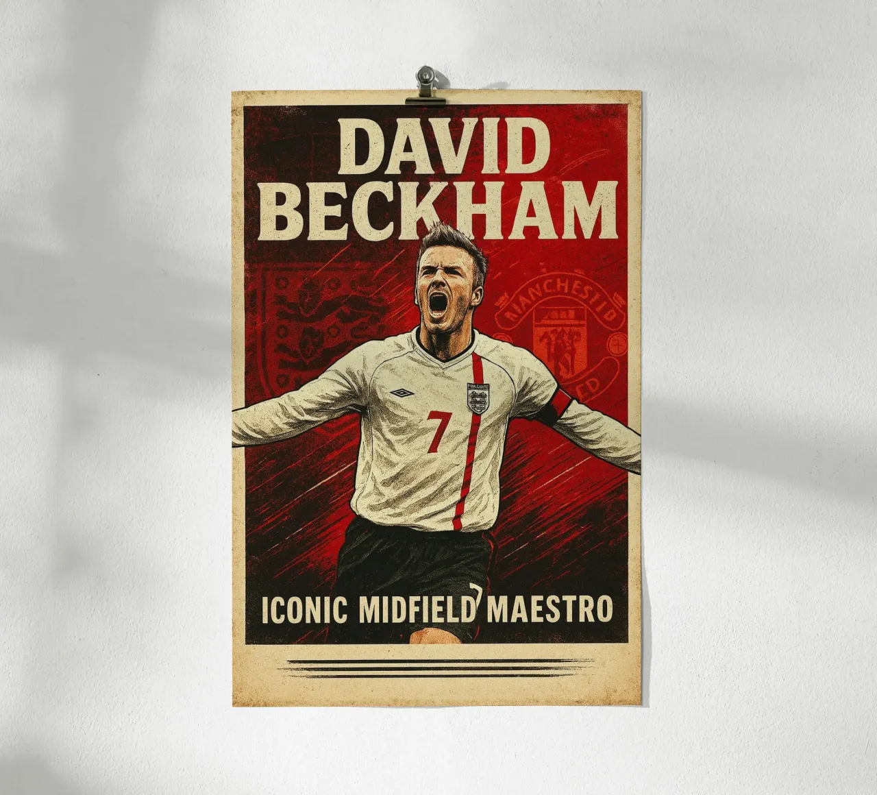 David Beckham poster con telaio in legno da Cyberpunk Canvas