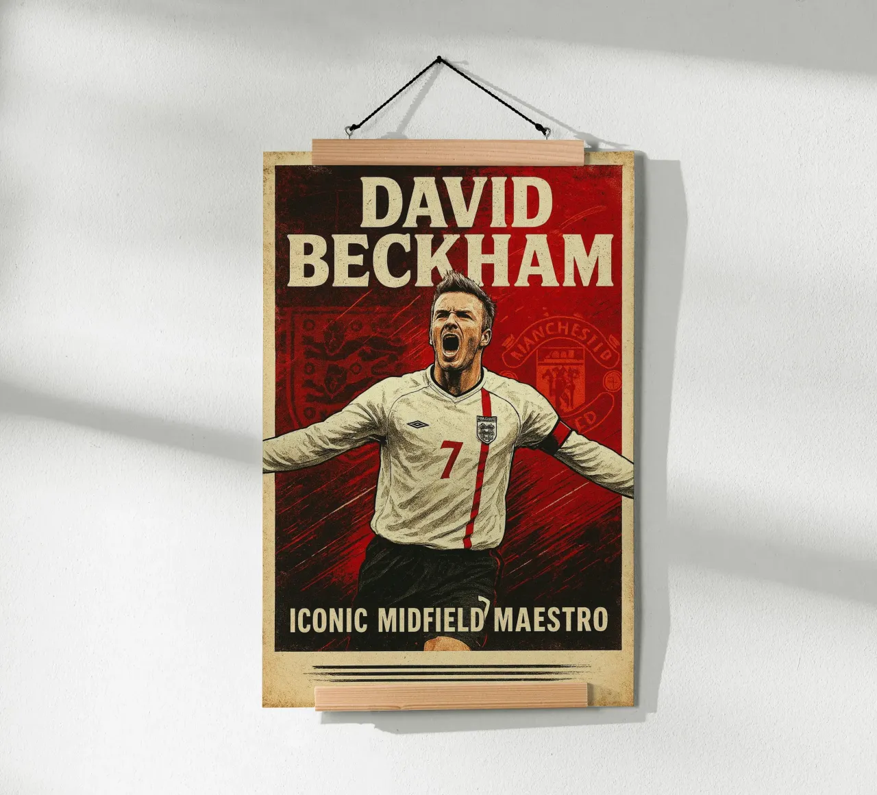 David Beckham poster con telaio in legno da Cyberpunk Canvas