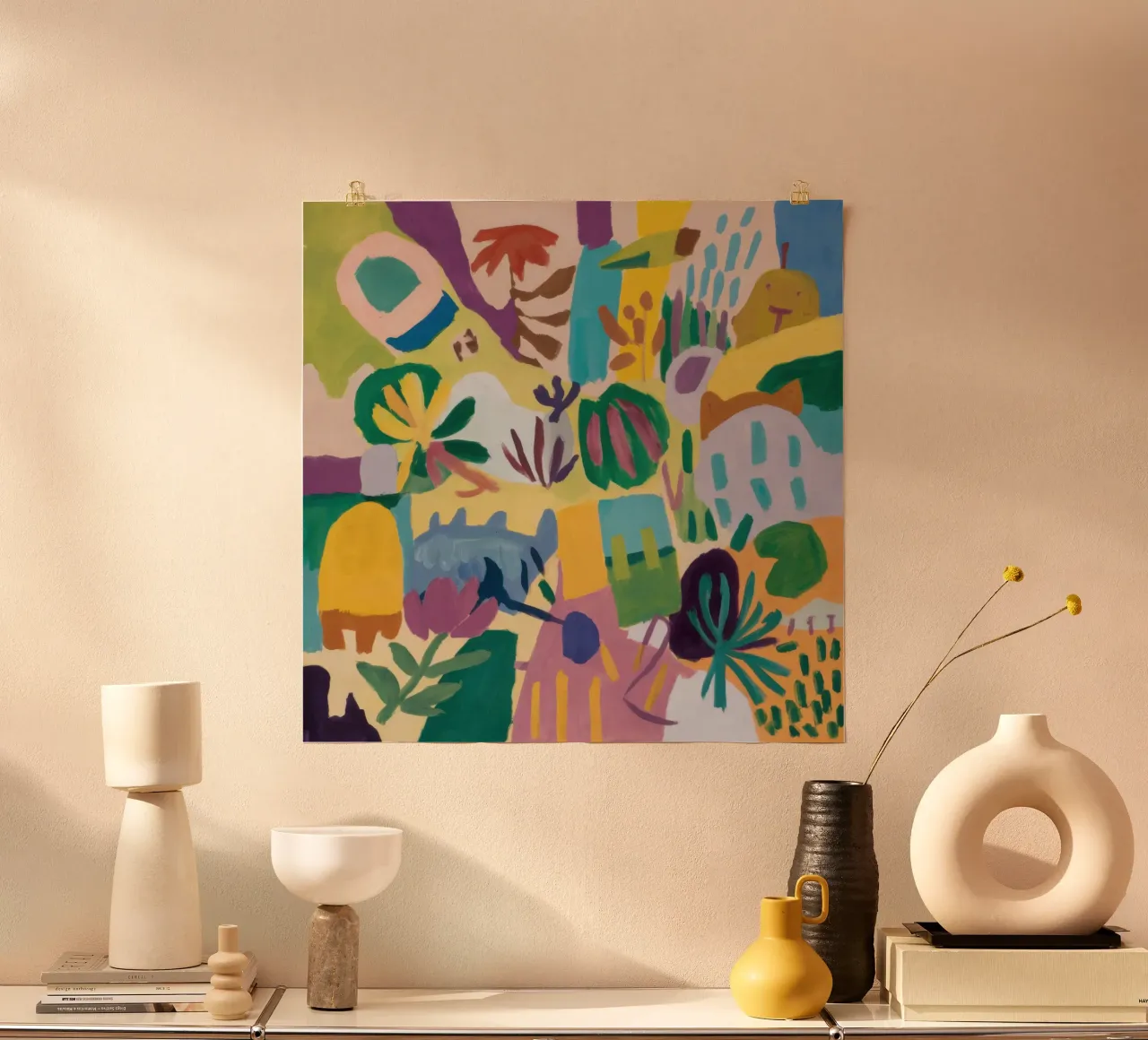 Labirinto astratto da giardino poster con telaio in legno da Frame Aura